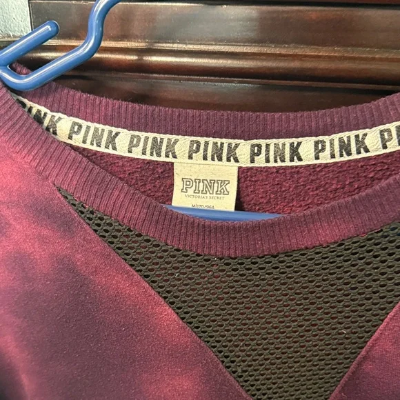 PINK Victoria's Secret Maroon Tie-Dye Sweatshirt and Black Tee - Picture 2 of 4